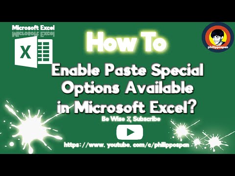 How To Enable Paste Special Options Available in Microsoft Excel?