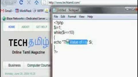 PHP Tutorial in Tamil Part3 :: While Loop :: www.techtamil.com