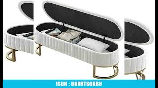 Bench with Storage Space, Benches with Storage Space at the End of the Bed, Padded Fabric Button