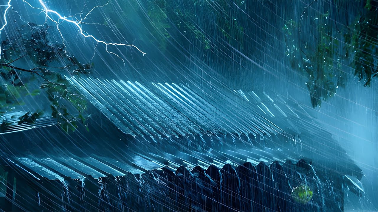 Heavy Rain & Thunder on a Tin Roof for Deep Sleep and Stress Relief | Relaxing White Noise Night