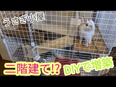 うさぎ小屋　ケージを二階建てにDIYしてみた！　I made the rabbit hut a two-story building by hand