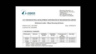 sample of allotment letter_ Cidco Allotment Letter -Mass Housing Scheme