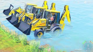 washing many jcb backhoe machines at ones in farming simulator 19 - jcb game screenshot 1