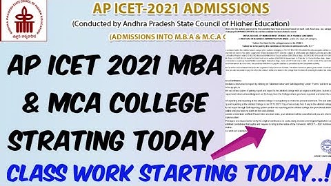 AP ICET 2021- MBA & MCA Colleges Starting Today//MBA, MCA Class work starting today