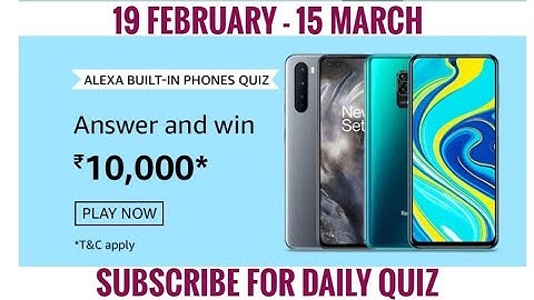 Amazon Alexa Quiz Answers Today | Win 10000 Amazon Pay Balance | 19 February