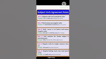 Subject Verb Agreement Rules #englishgrammar #verbs