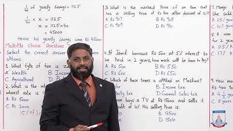 Class 7 - Mathematics - Chapter 7 - Lecture 10 - Financial Arithmetic - Allied Schools