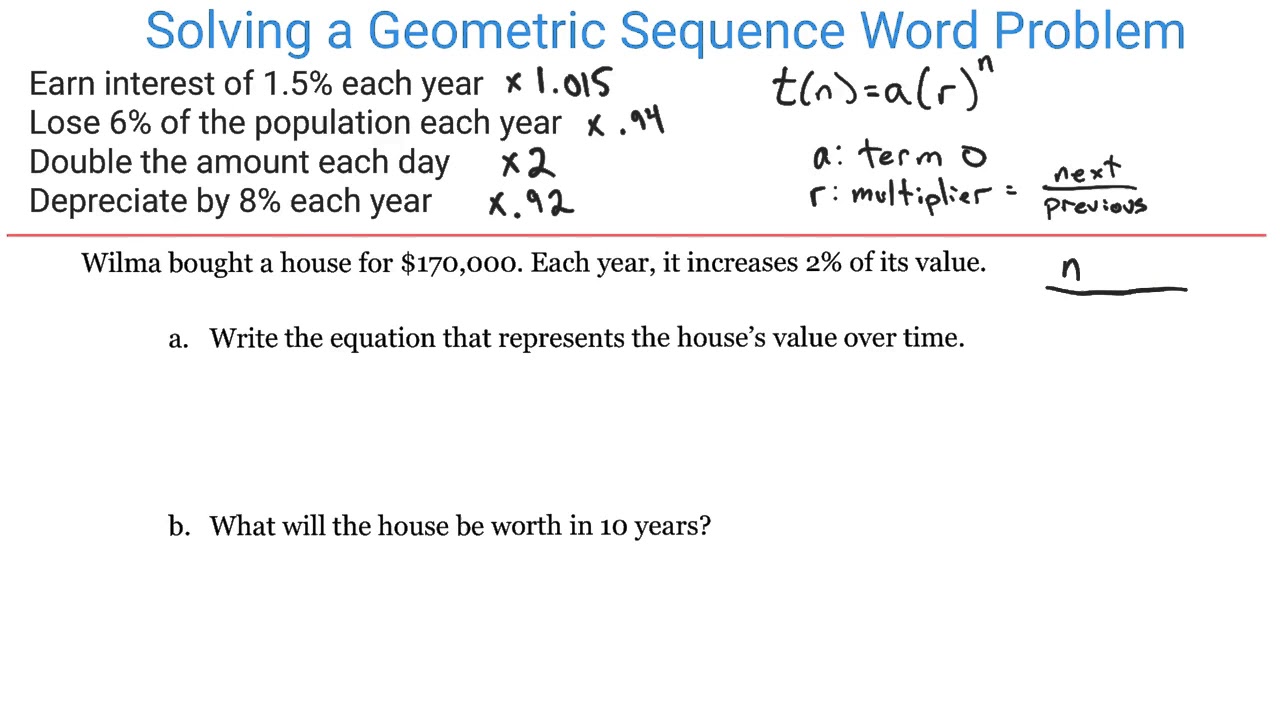 42 geometric sequence word problems worksheet - Worksheet Resource