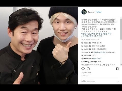Chef Lee Yeon Bok snaps a photo with BTS' Suga - YouTube