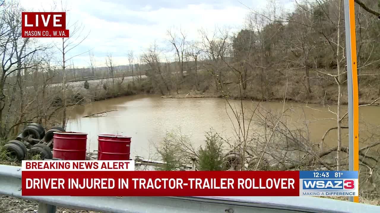 Driver injured in tractor-trailer rollover - YouTube