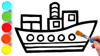 cargo ship drawing painting coloring for kids toddlers try to draw with me