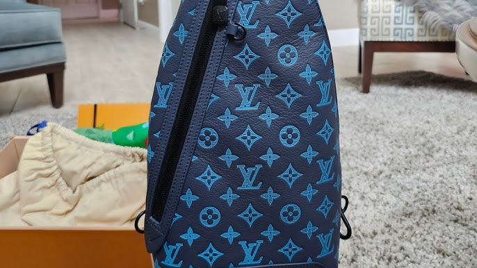 LOUIS VUITTON Avenue Sling Monogram Leather Crossbody Bag Blue
