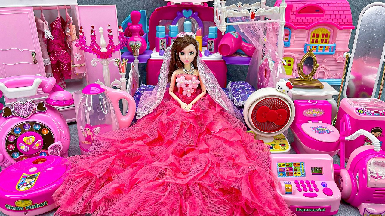 20 Minutes Satisfying with Unboxing Barbie Princess Pink Kitchen, Rock Bed Play Set Review Toys｜ASMR