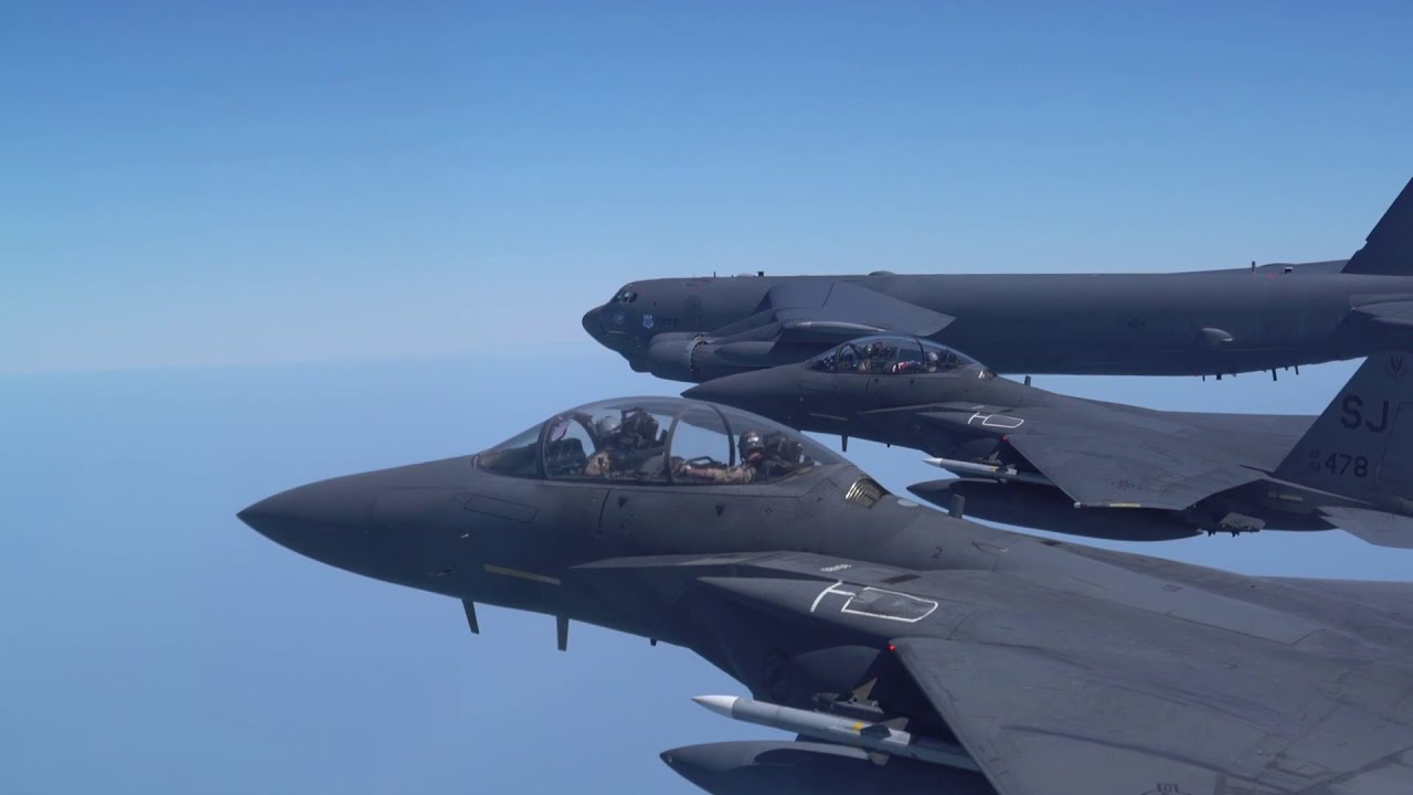 B-52 Stratofortresses & F-15E Strike Eagles & F/A 18 Hornets • Fly in Formation • Jan 27 2021