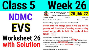 NDMC Class 5 EVS Week 26 Worksheet 26 (20/1/22) || worksheet 26 Class 5th evs week 26 solution