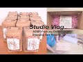 Studio Vlog - ASMR packing Christmas Carved Candle Order with me | Shipping Box Review