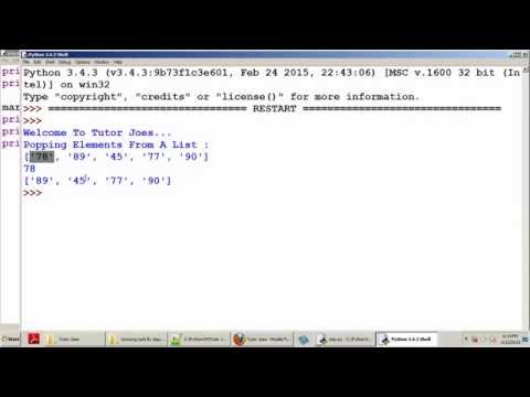 Python Tutorial : Popping Elements From a Lists In Python Tamil Part-19