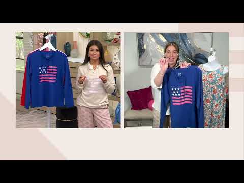 Denim & Co. Active Americana Flag French Terry Sweatshirt on QVC @QVCtv