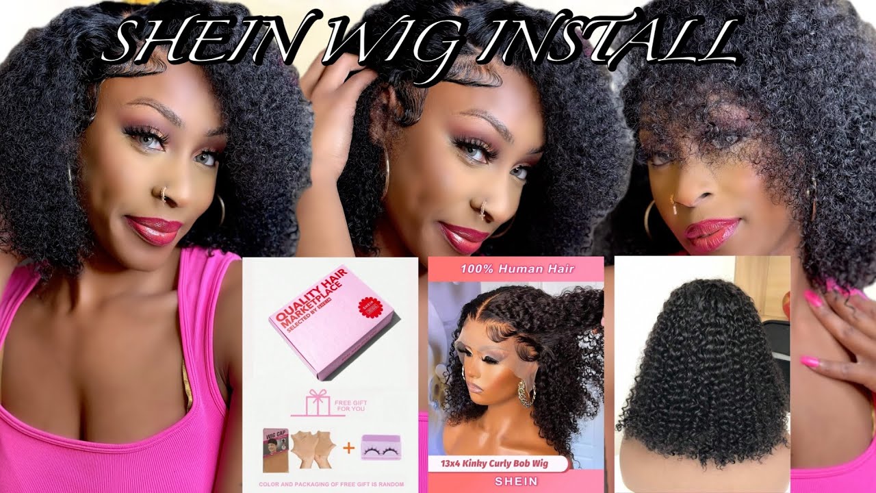 Kinky curly 13x4 lace front wig install feat. SHEIN