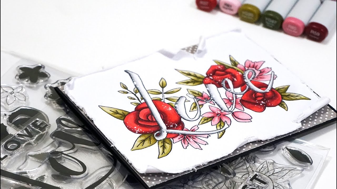 How to color Concord and 9th Just Love Roses Stamp - YouTube