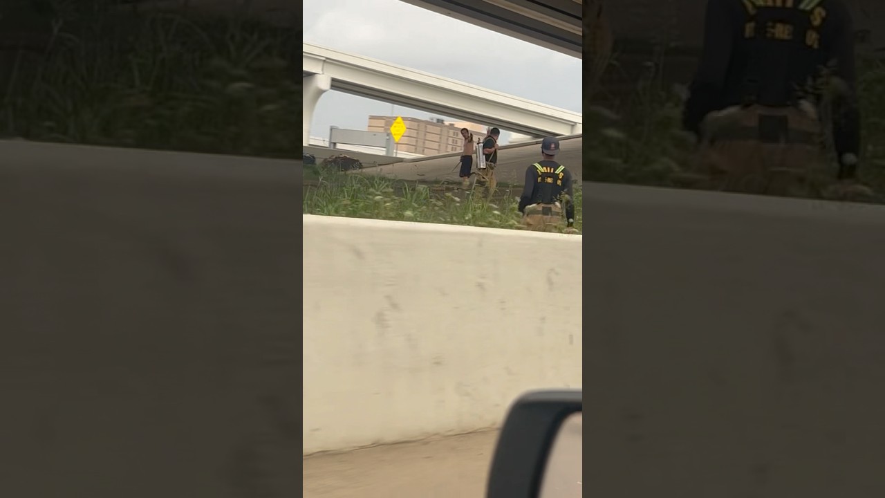 Fire fighters rescue homeless man under bridge
