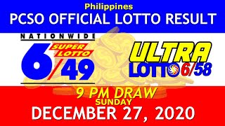 Super Lotto 6/49, Ultra Lotto 6/58 Result December 27, 2020
