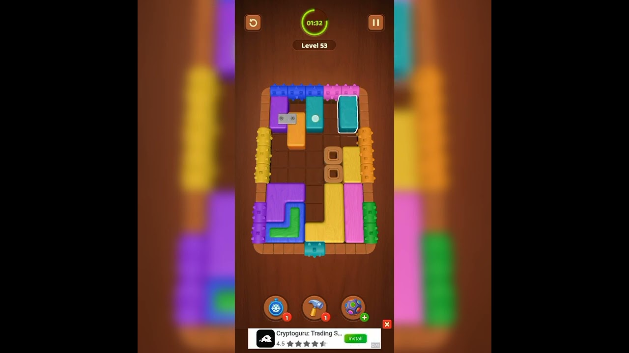 Wood 🪵 Block Jam puzzle game level 51 to 54 gameplay walkthrough 