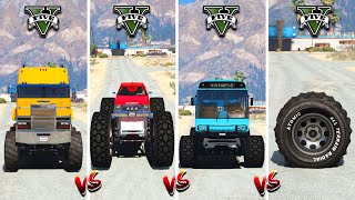 GTA 5 MEGA MONSTER TRUCK vs MONSTER BUS vs MONSTER RALLY TRUCK vs MONSTER WHEEL CAR - WHICH IS BEST?