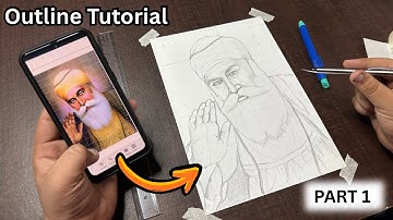 How to draw Shri Guru Nanak Dev Ji 🙏 Drawing || Detailed Outline Tutorial || Kiratjot Singh Arts ||