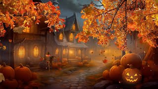 Autumn Village Halloween Ambience with Dark Music and SFX | Cozy Autumn Town