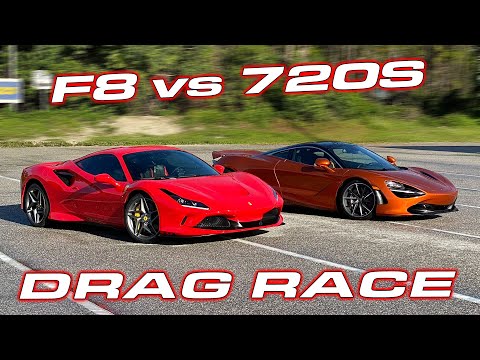 F8 vs 720S * Ferrari F8 Tributo vs McLaren 720s * 1/4 mile DRAG RACE