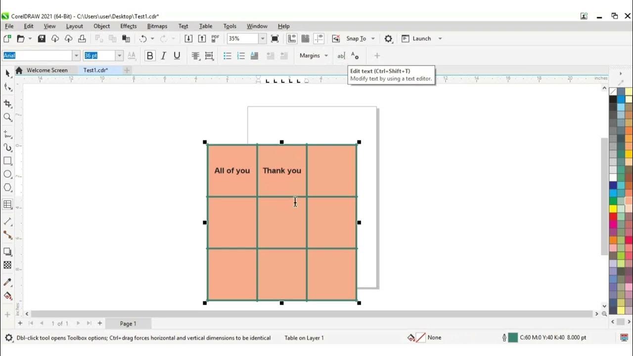 Use of Table tool in CorelDRAW 2021 YouTube