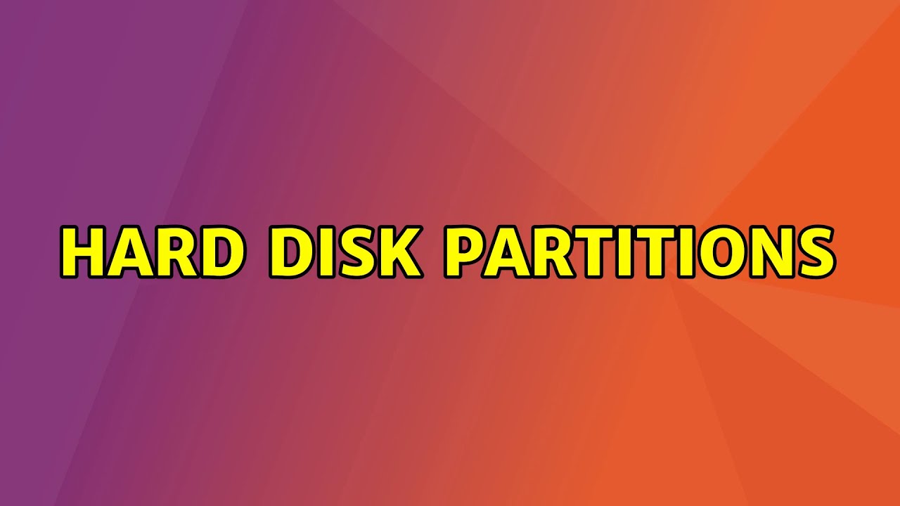 Hard disk partitions YouTube