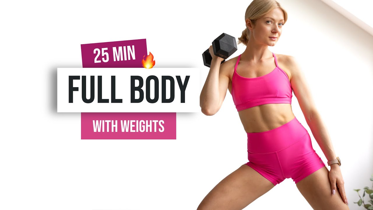 ⁣25 MIN FULL BODY HIIT Workout - With Weights - No Repeat, No Talking Home Workout