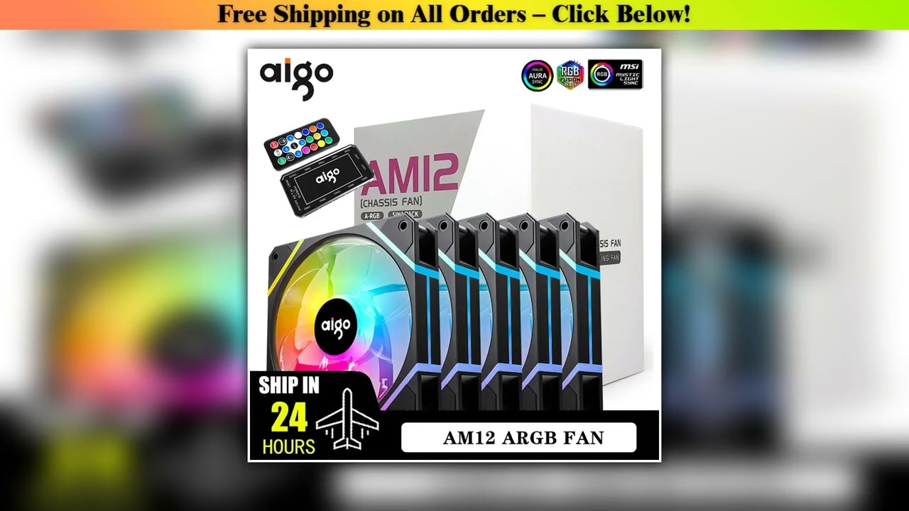 Aigo AM12 RGB FAN 120mm Pc Computer Case Fan 6PIN 12cm White CPU Water Cooler Silent Controladora A