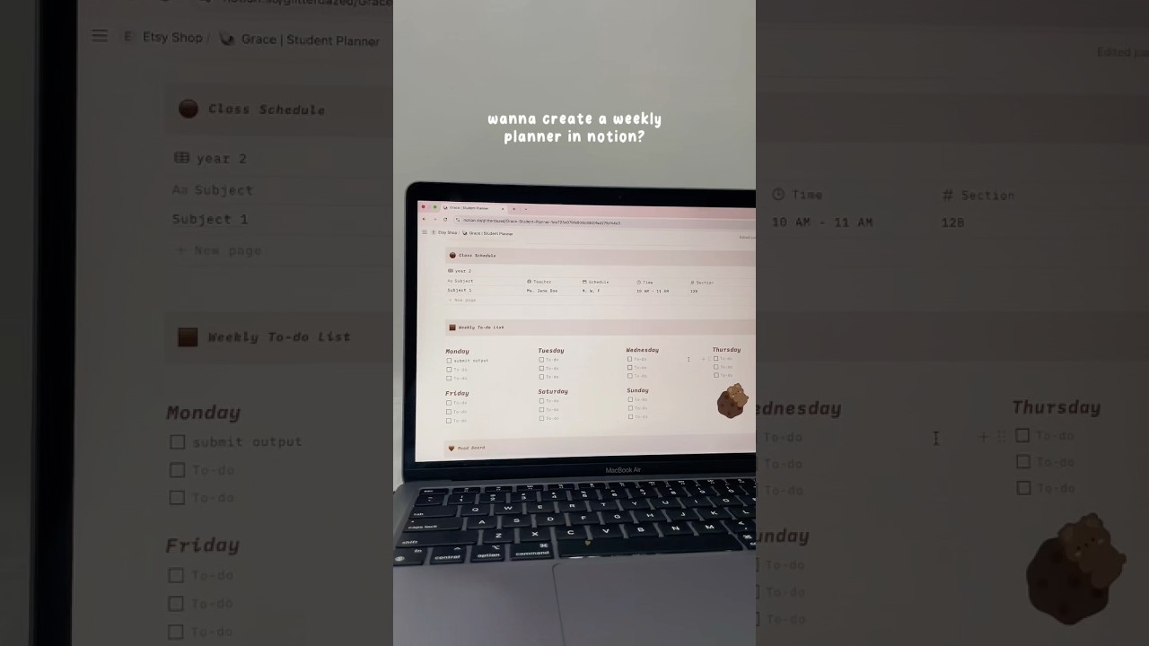 How to Create a Weekly Planner | Notion