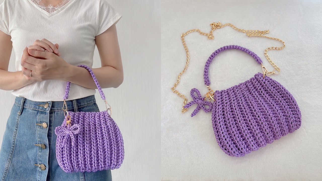 Вязаная крючком сумка | Вязаная крючком сумка с имитацией стежков