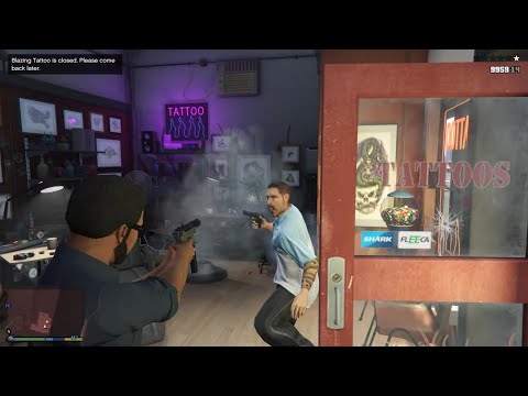 GTA 5 - Aztecas Tattoo Parlor Robbery & Shootout + Ten Star Escape