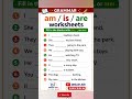 Am / Is / Are Grammar Worksheet