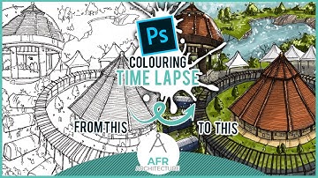 HOW TO COLOUR ARCHITECTURE SKETCHES IN DIGITAL | Photoshop Time Lapse