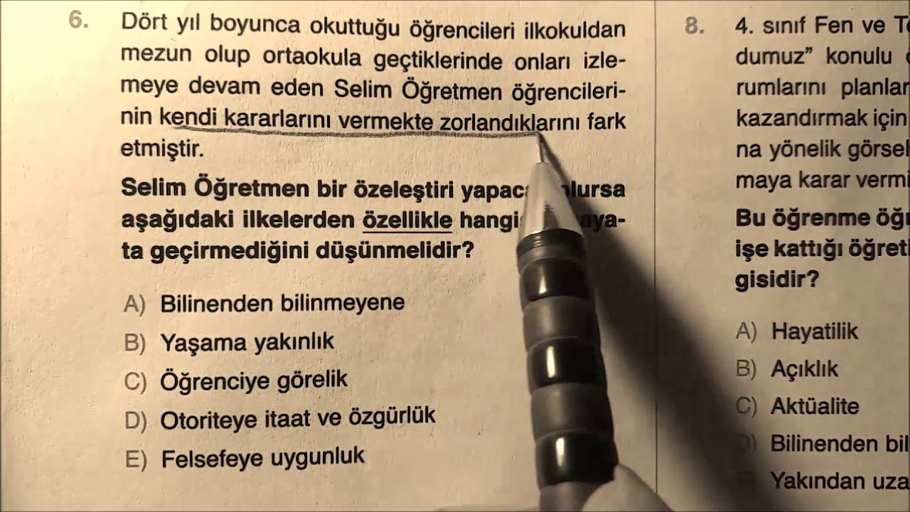 Oyt Ogretim Ilkeleri 1 Ipuclariyla Egitim Soru Cozumleri Youtube