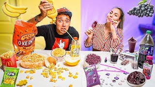 24 HORAS só COMENDO COMIDA AMARELA vs ROXA