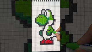 Draw Yoshi in a super cool pixelated design !  #shorts #pixelart