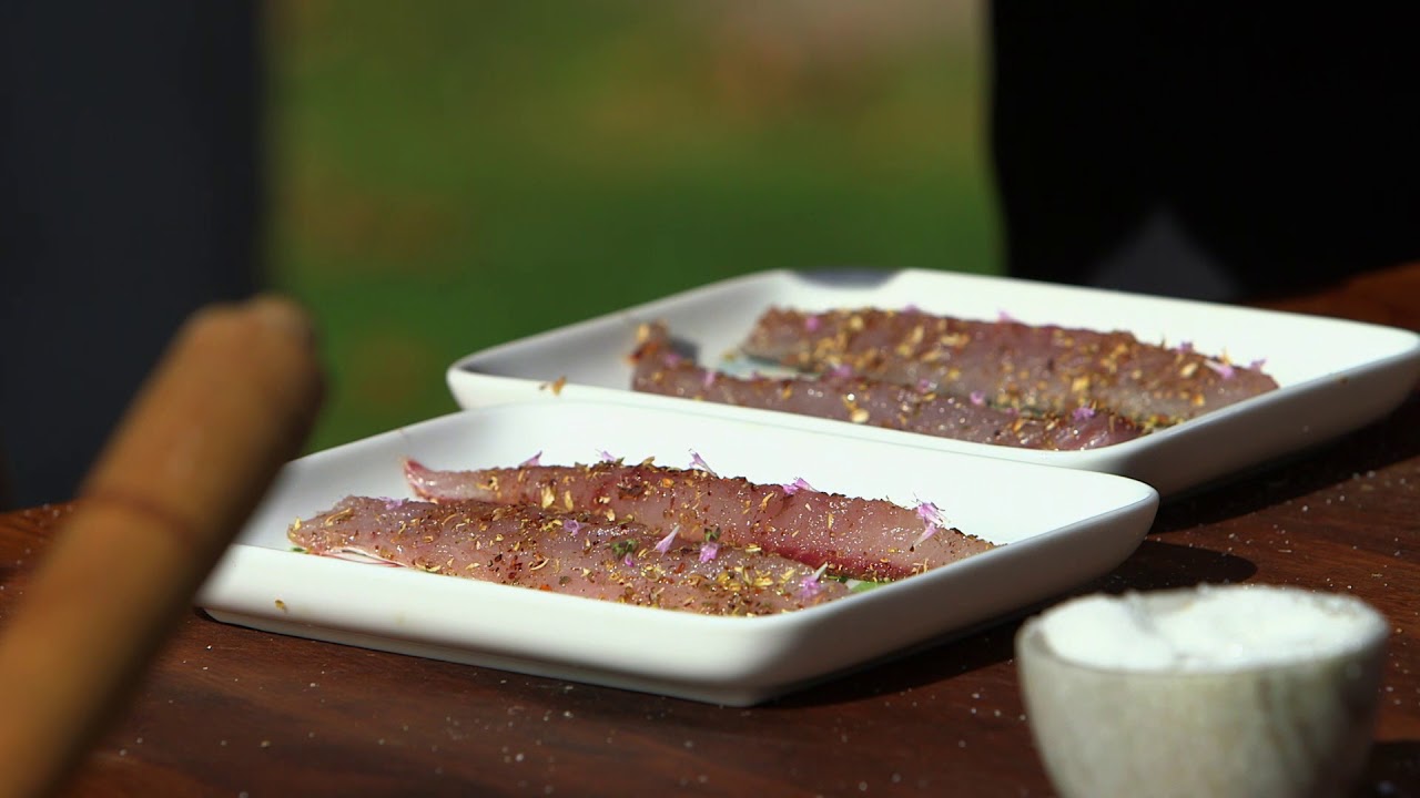 Salt and Sugar Cured Norwegian Mackerel with Farm Picked Herb Flowers