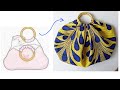 How to Sew Round handbag with BAMBOO handles - Tote bag with African Print Fabric