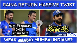Ipl 2020 news : tamil cricket | raina csk massive twist may return for
csk? uae favor which team? sothanaigal fan moments cricke...