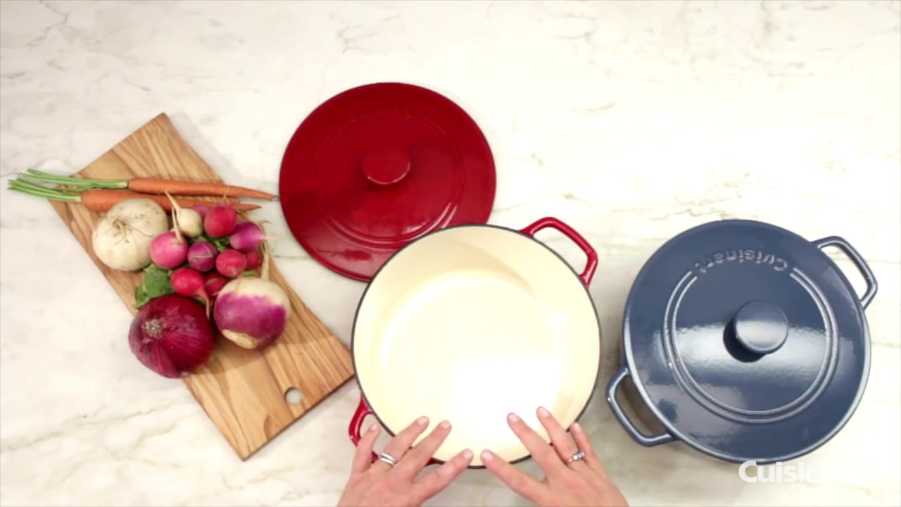 Cuisinart Dutch Oven Roaster Enameled Cast Iron Red 5 QT C1650-25 pot lid  round