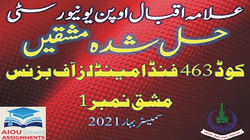 AIOU Solved Assignments | 463 | FUNDAMENTALS OF BUSINESS | Assignment No 1 | BA | Spring 2021