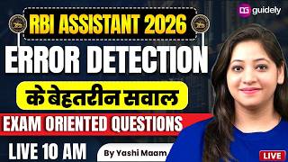 RBI Assistant 2026 Error Detection 🔥 Most Expected Exam Oriented Questions | English by Yashi Ma’am