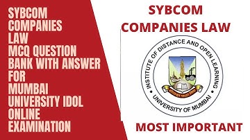 SYBCOM companies law mcq question bank with answer for mumbai university idol by vishal classes